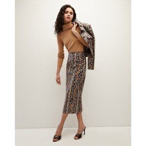 VERONICA BEARD Kaliyah Midi Length Skirt Size 2 Python Faux Leather